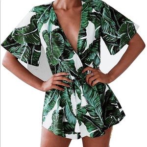 Palm print romper